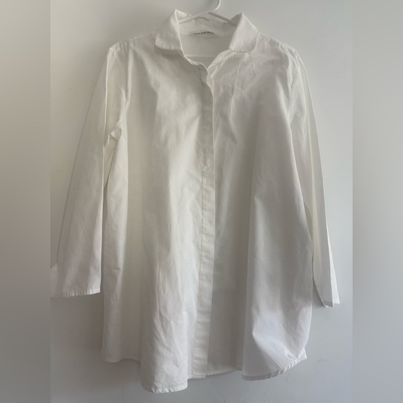 mona thalheimer Classic White Poplin Minimalist Button Down Shirt Size L - Picture 1 of 4